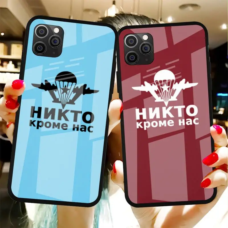 

Russia Airborne Phone Case Tempered Glass For Iphone6plus 6S 7 7plus 8 X XS XSmax XR 11 12 Pro Max 12mini