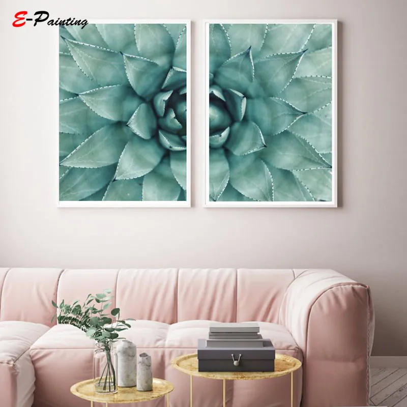 Современная Настенная живопись на холсте кактус сочный растительный декор