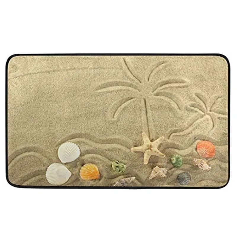 Песчаный пляж пальмы Морская ракушка дверной коврик коврики для входной двери