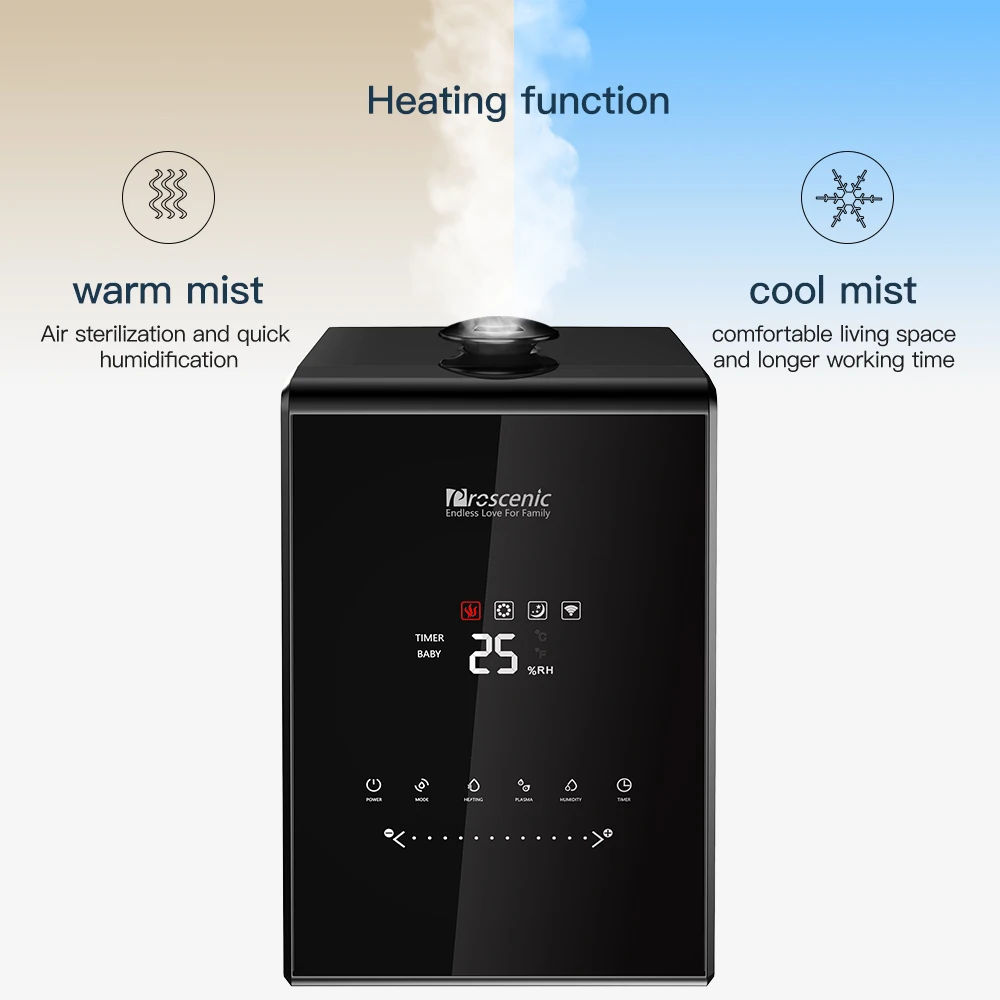 Увлажнитель воздуха Proscenic 808C для спальни 5 3 л управление через приложение и Alexa