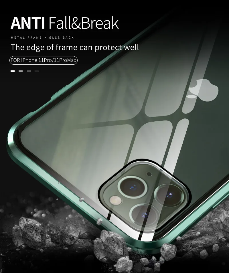 Для iPhone XS MAX анти-открытый чехол для телефона XR Магнитная Адсорбция двойное стекло в рамке i7 8P защитный чехол