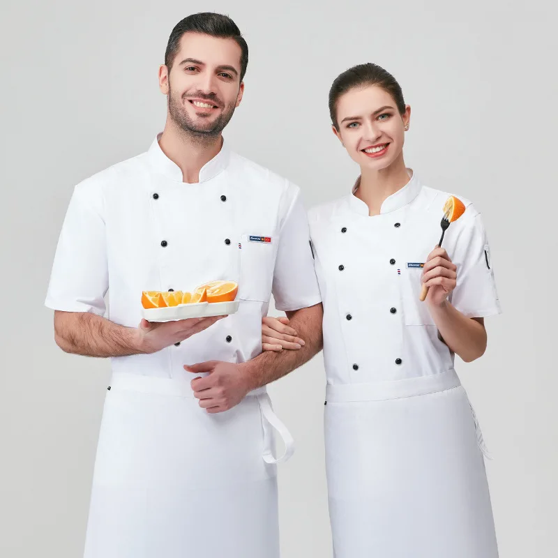 

Рабочая одежда хлебобулочного шеф-повара мужской костюм шеф-повара с коротким рукавом сзади кухни столовая летняя одежда с коротким рукаво...