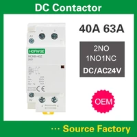 hch8 40 dc contactor 2p 63a 2no 1no1nc ac24v dc24v automatic householdr contactor din rail type