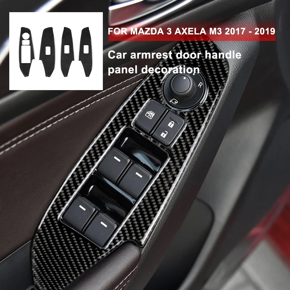

4Pcs Carbon Fiber Style ABS Car Window Lift Switch Panel Cover Trim Fit for Toyota Corolla M3 2017 2018 2019 Car Interior