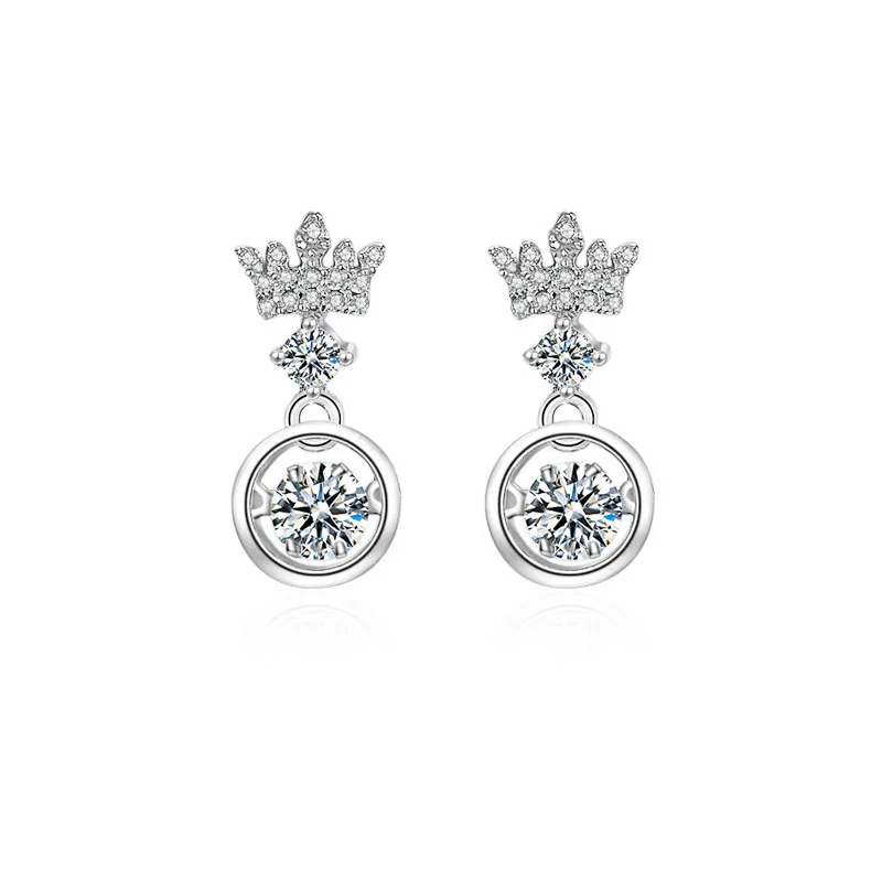 

Cute Fashion beating heart crown Women Dangle Earrings Crystal Crystal Zircon Geometric Earrings Sweet Small Jewelry Gift