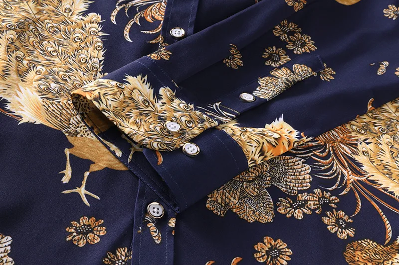 

New Wholesale Men's Fall plus Size Fashion Printed Long-Sleeved Shirt Men's Business Casual Flower Shirt men shirt