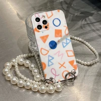 luxury geometry with a pearl bracelet art design ofphone cover for iphone 11 12 mini pro max 7 8p xs xr women girl phone cases