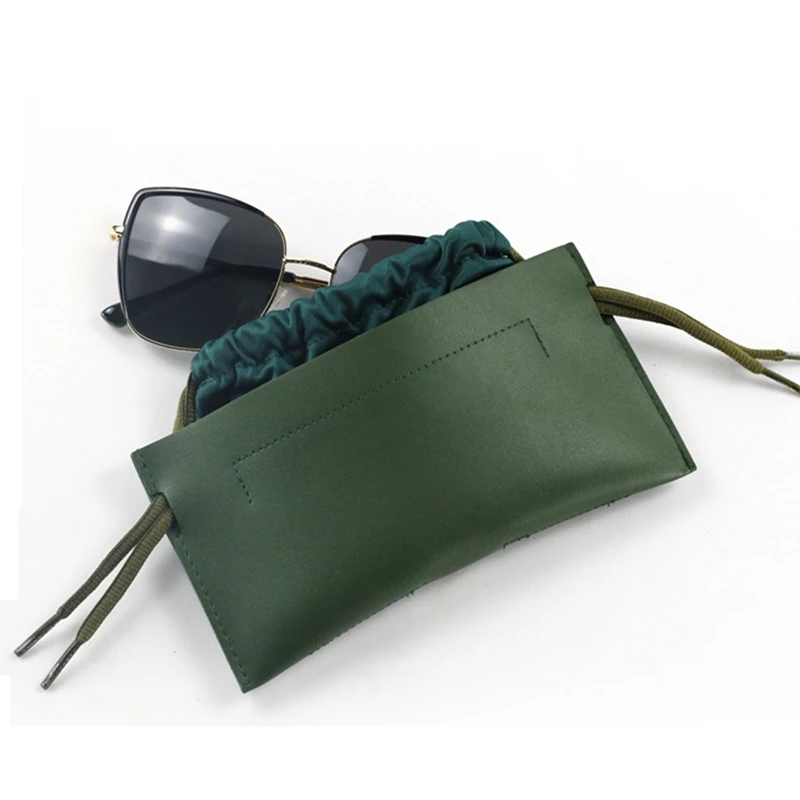

2020 Double Layers Drawstring PU Leather Sunglasses Case Protable Sunglasses Protector Bag Glasses Case Eyewear Accessories