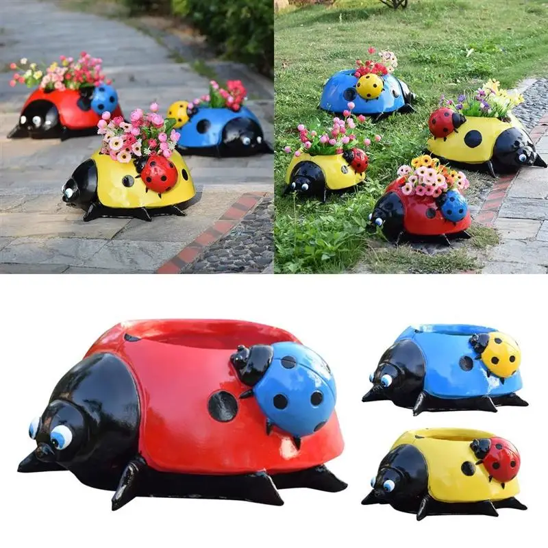 

Garden Ladybug Flowerpot Amusement Park Kindergarten Lawn Ornament Fake Bonsai Flower Bouquet Ladybug Flower Pot Decoration