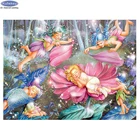 Полная квадратная круглая Алмазная картина сделай сам, мультяшный цветочный волшебный эльф 5d, вышивка крестиком, алмазная вышивка, мозаика, украшение для дома