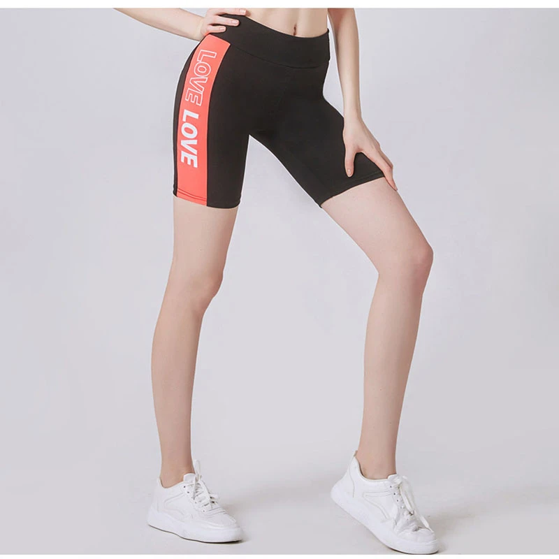 Fashion Letter Patchwork Yoga Shorts Women Solid Elastic Fitness Gym Training Workout Short Legging Female Sport Tights | Спорт и