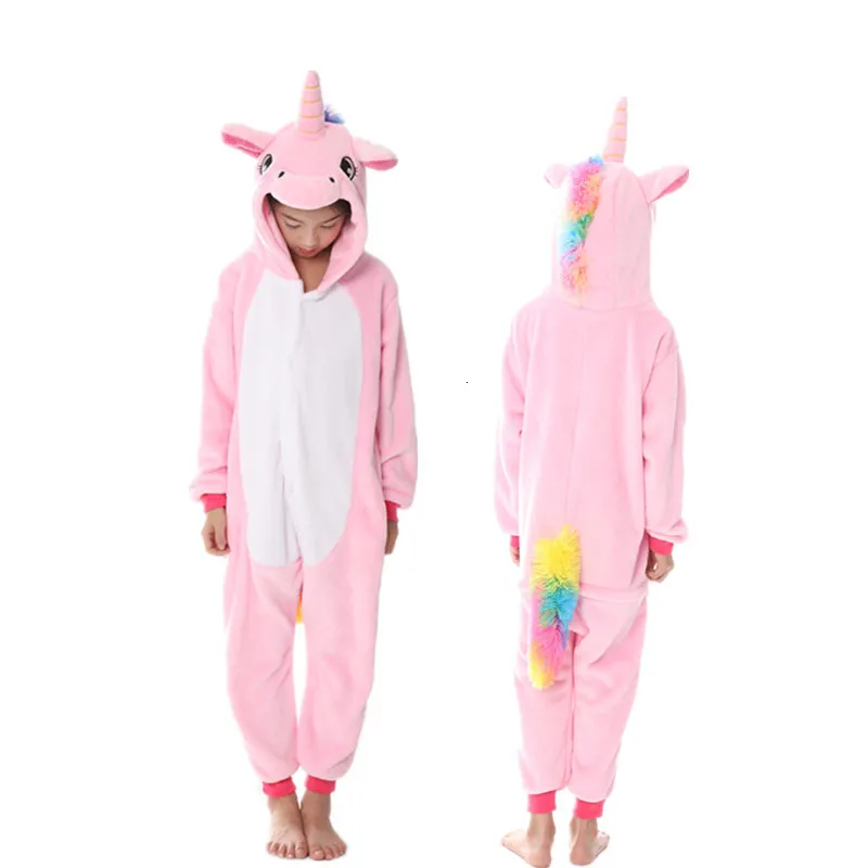 

Children Kigurumi Cosplay Unicorn Pajamas for Boys Girls Flannel Kids Stich Pajamas Set Animal Sleepwear Winter onesie Unicornio
