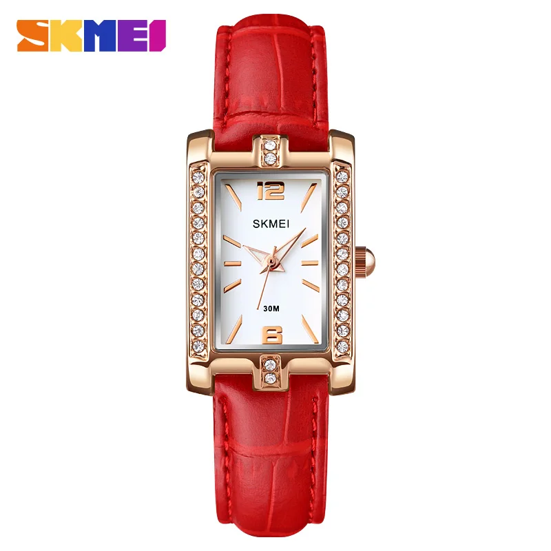 

SKMEI Retro Women's Watch Square Diamond Stainless Steel Fashion Small Dial Casual Waterproof Elegant Ladies Wristwatch 1690