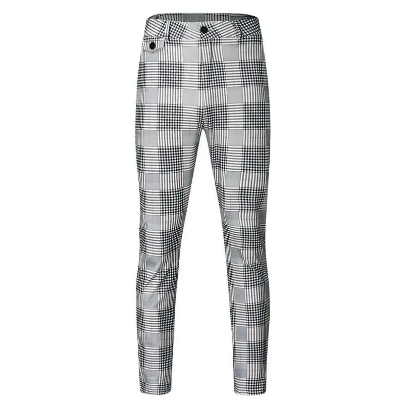 

Mens Fashion Plaid Pants Men Streetwear Hip Hop Pants Skinny Chinos Trousers Slim Fit Casual Pants Joggers