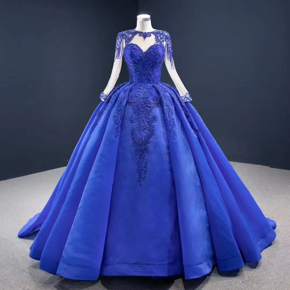 

Синее бальное платье DD JYOY, вечернее платье с длинным рукавом, роскошное длинное вечернее платье с бусинами, элегантное платье со шнуровкой с...