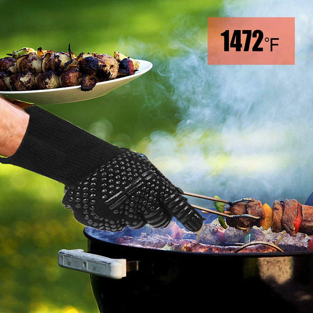 

1Pair Bakewere Oven Mitts Gloves BBQ Silicon Gloves High Temperature Anti-Scalding 500 Degree Insulation Barbecue Microwav Oven