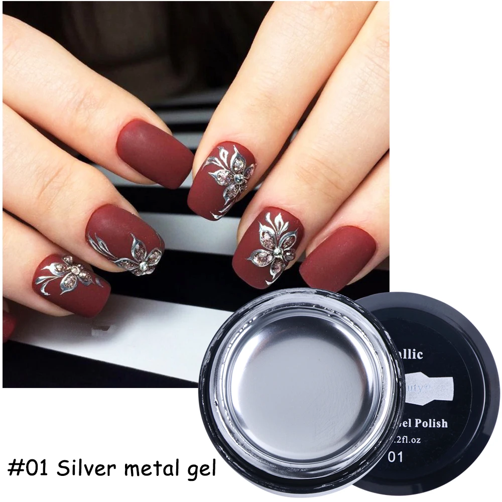 6 мл Металлик гель лаки для ногтей эффект металлический золотая краска рисования