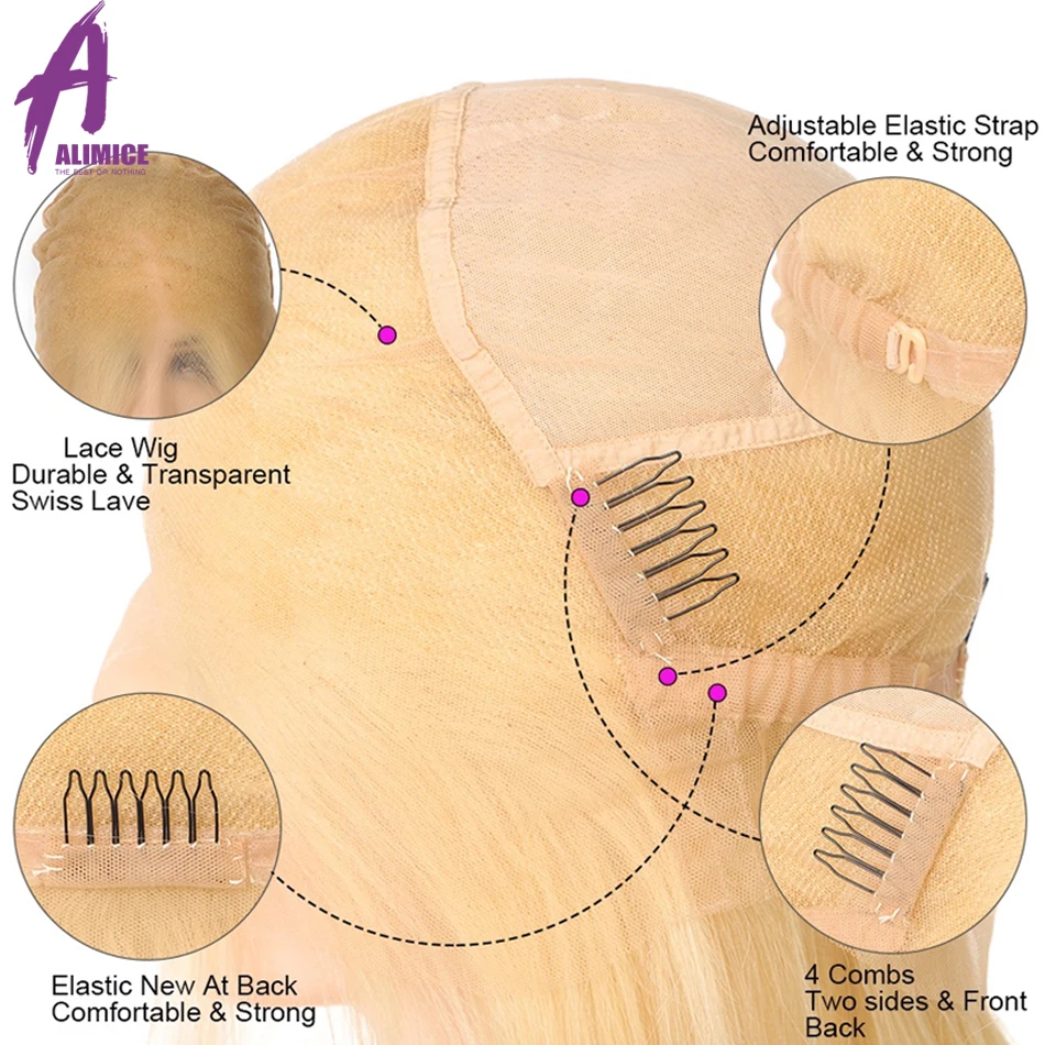 #613 блонд парик на кружеве предварительно выщипанный индийский прямой медовый Remy