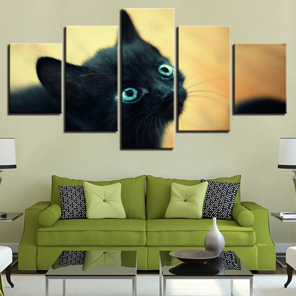

Wall Art HD Prints Home Decoration 5 Pieces Animal Cat Canvas Painting Lovely Modular Pictures For Living Room Artwork Poster