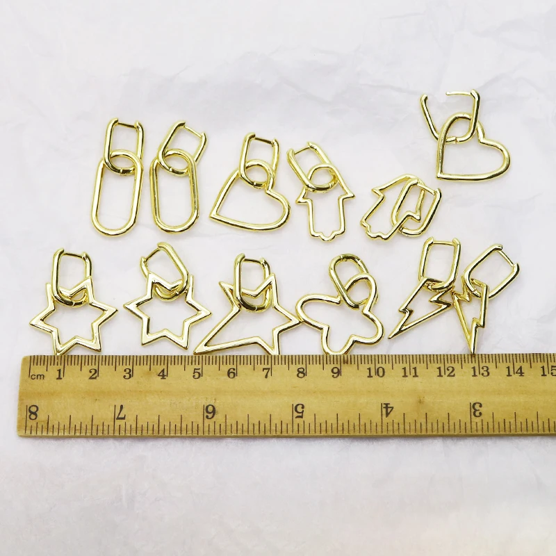 

10 Pairs Zirconia Heart Drop Earrings Hollow heart earrings Gold color earrings Gift for women jewelry 51567