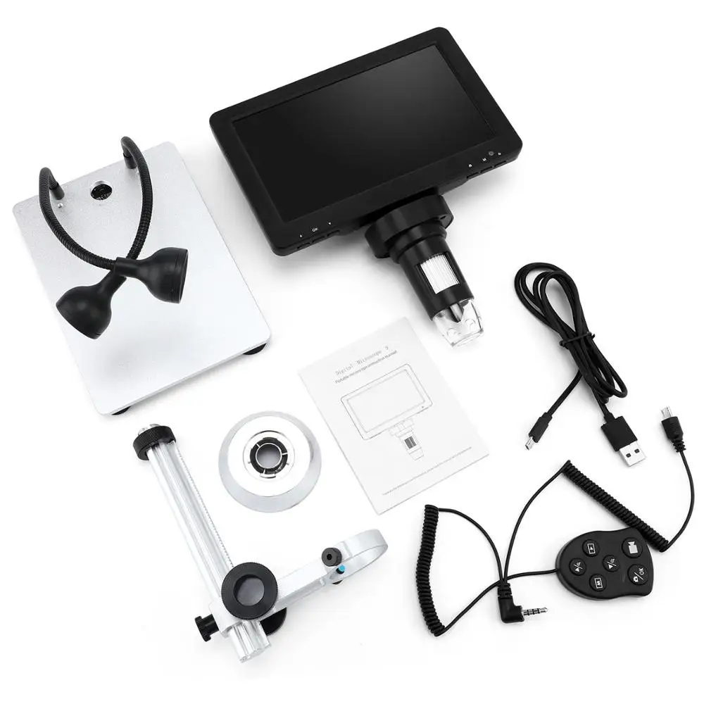 7 дюймов 1080p LCD цифровой микроскоп 1200x Увеличение Ручной с видео рекордером для