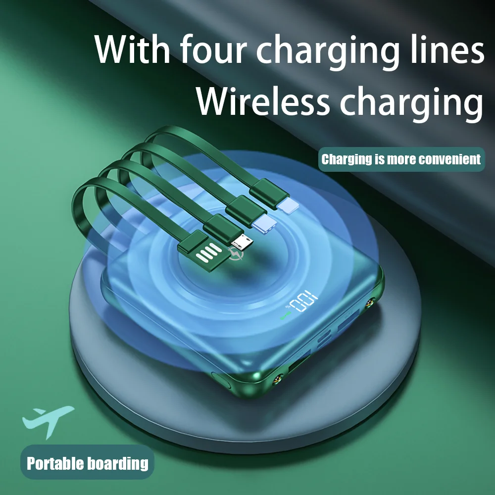 New 10000mAh Mini Fast Charging with Its Own Line Power Bank 10000 Ma Mini Wireless Mobile Power Supply