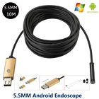 Камера-Эндоскоп, Telefon, Android, беспроводной Эндоскоп, Micro USB, 5,5 мм, объектив 10 м, 6 светодиодов для смартфона, для труб, печатных плат, осмотра