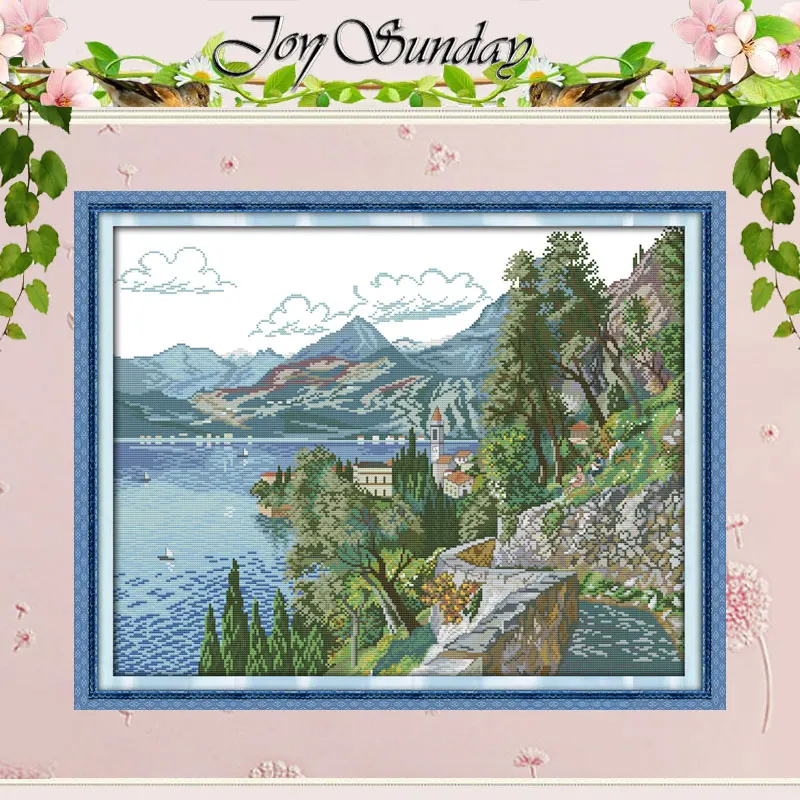 

Набор для вышивки крестиком 11CT 14CT с изображением озера и гор (2)