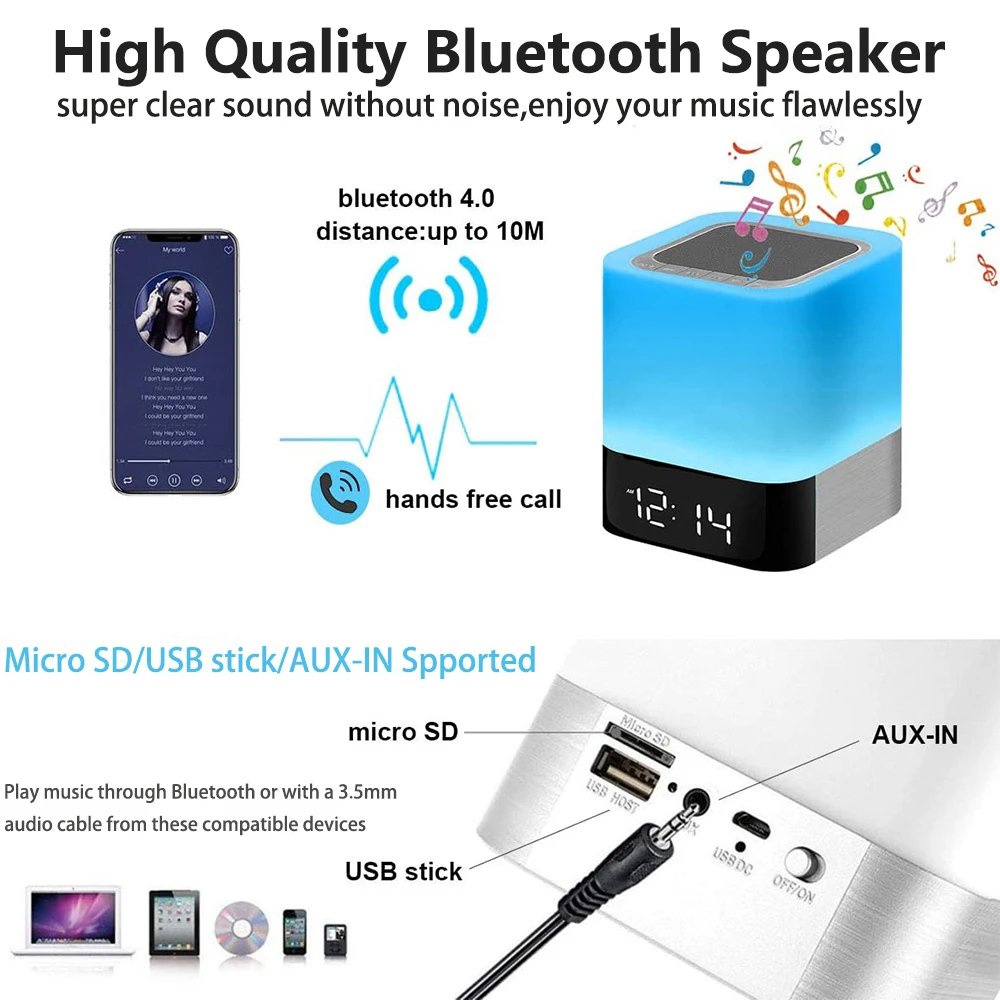 Беспроводной Bluetooth динамик лампа с светодиодный сенсорный Ночной светильник