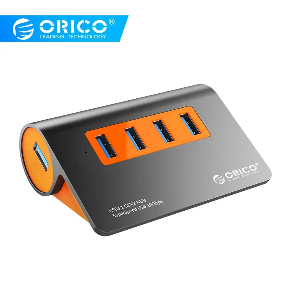 ORICO USB3.1 Gen2 концентратор Алюминиевый usb-хаб PC сплиттер 10 Гбит/с супер скорость с 12 В адаптер питания для samsung Galaxy S9/S8/Note
