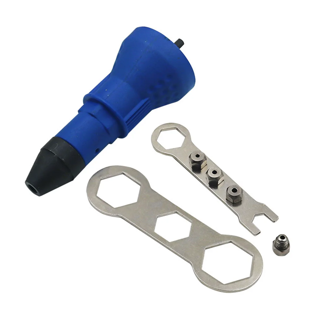 

Hand Power Riveter Adapter Household Tools Insert Nut Electric Drill Tool Blue Convertible Nozzle