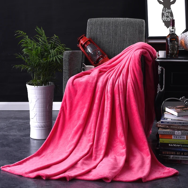 Home Textile Flannel Blanket Super Warm Soft Blankets Throw on Sofa/Bed/Plane Travel Patchwork Solid Bedspread Winter Brick Red | Дом и сад