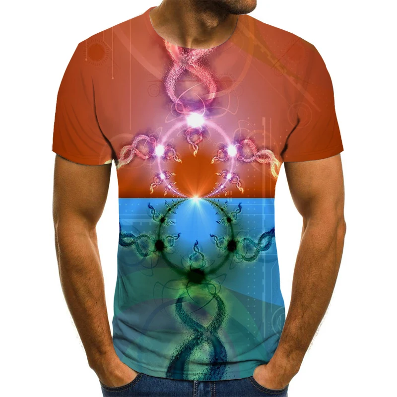 

2021 New 3D Printing Simple Round Neck Men's Bottoming T-Shirt Casual Loose Plus Size Top
