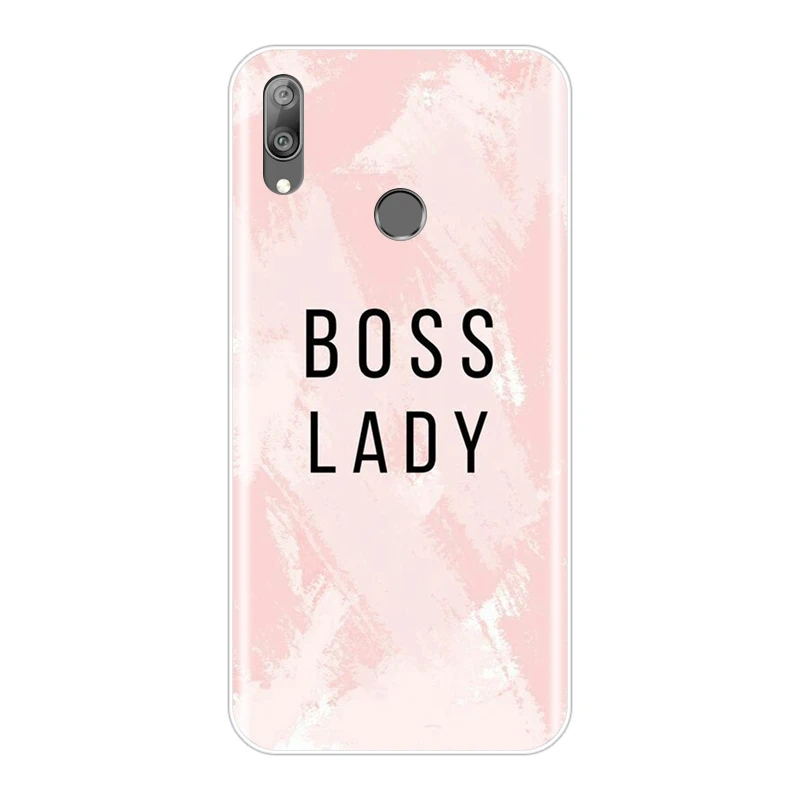 Розовый женский мультяшный чехол для Huawei Y5 Y6 Y7 2019 мягкий силиконовый телефона Y9 Pro