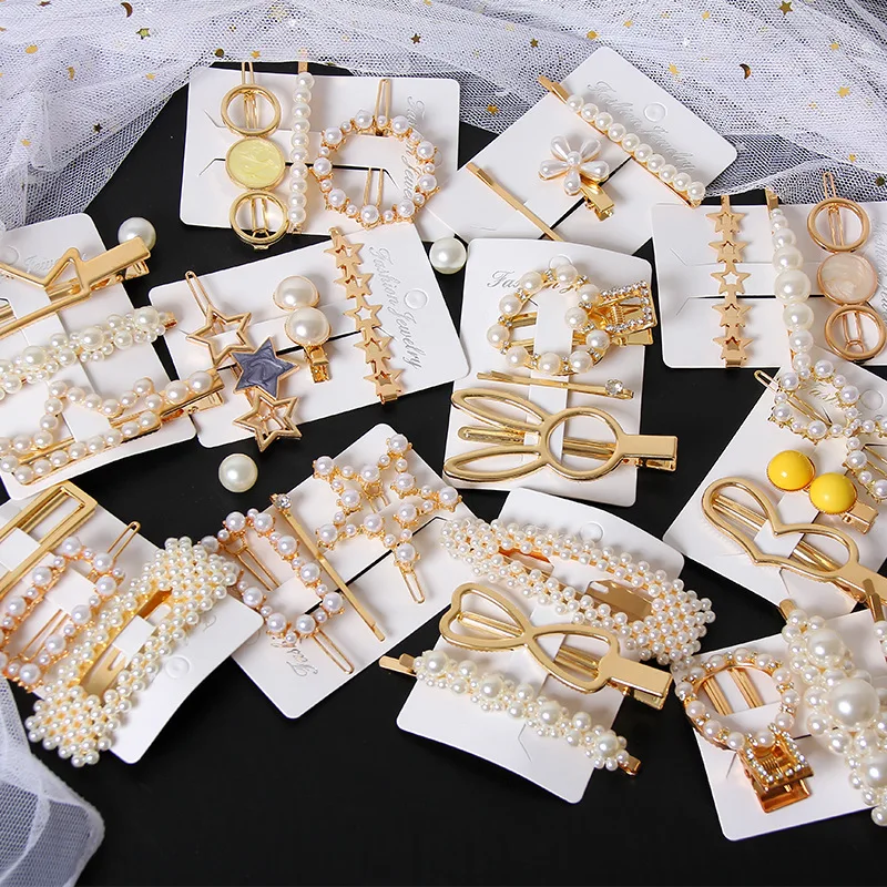 

3pcs/set Pearl Women Hair Clip Pin Set Hairpins Barrette Headwear Hair Accessories Sets Ornament Metal Haripins