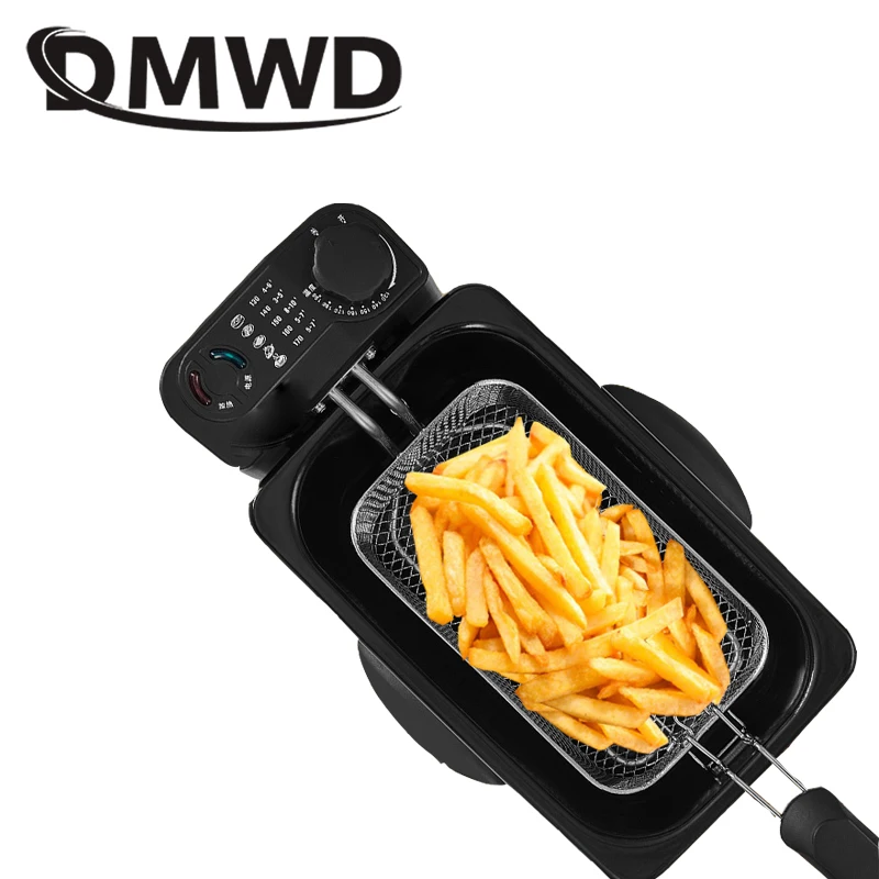 DMWD 2.5L электрическая фритюрница из нержавеющей стали для масляной печи, чипы, сковорода, гриль, картофель фри, курица, жареная рыба, машина, ЕС, США, вилка