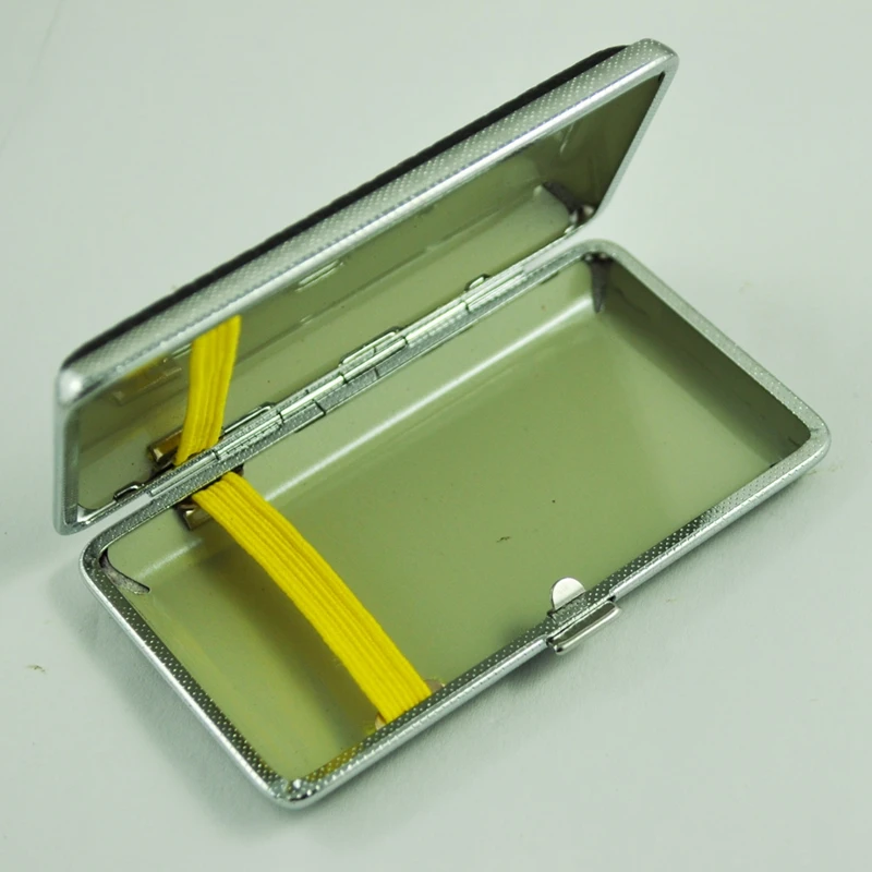 SODIAL(R) металлическая рамка черная коробка из искусственной кожи для хранения