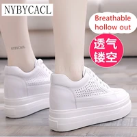hidden heel breathable women sneakers 2021 spring summer genuine leather lace up ladies white shoes women chunky casual sneakers