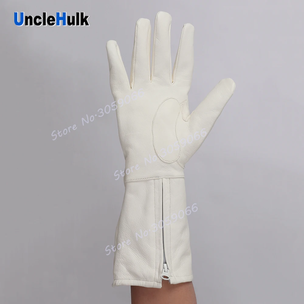 Перчатки из натуральной кожи Super Sentai молочно-Белые для мотоциклистов только один