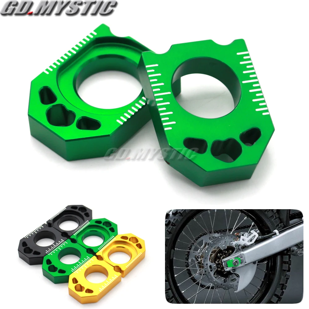 Мотоцикл CNC Зеленый блок цепи регулировки для KAWASAKI KX125 250 03 08 KX250F KXF 04 16 KX450F 450 06