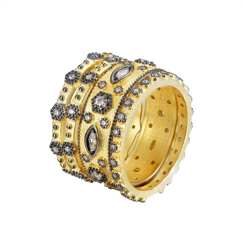 

Leouerry 4pcs/set 925 Sterling Silver 4A Zircon Ring Multi-layer Palace Luxurious Rings for Women Charms Silver 925 Jewelry Gift