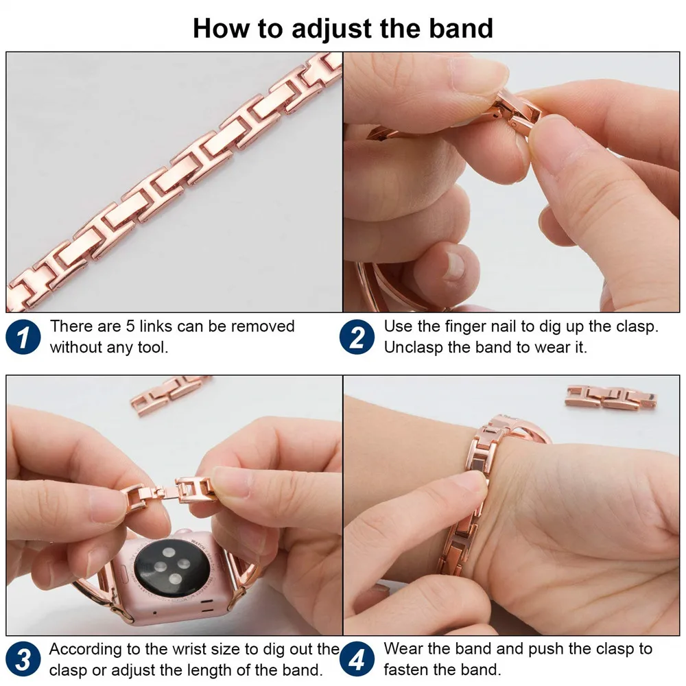 Women Diamond Bracelet for Apple Watch Band Series 8 7 6 SE 5 4 3 Adjustable Metal Strap Ultra 49mm 41mm 45mm 40mm 44mm Belt