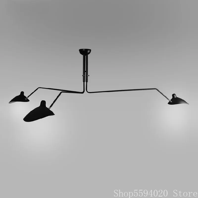 Потолочная люстра в стиле ретро черная лампа индастриал лофт паук Серж моилл