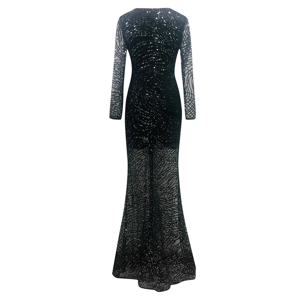 Эластичные вечерние платья с блестками длина до пола v-образный вырез длинные