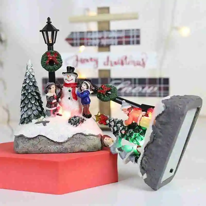 

Cute Christmas Led Lighted House Hand-Painted Tabletop Light Gift Up Scene Centerpieces Holiday Village Decoration O1I6