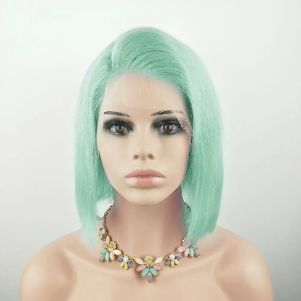 Короткий Боб 13*4 Кружева спереди человеческие волосы парики цветная боковая