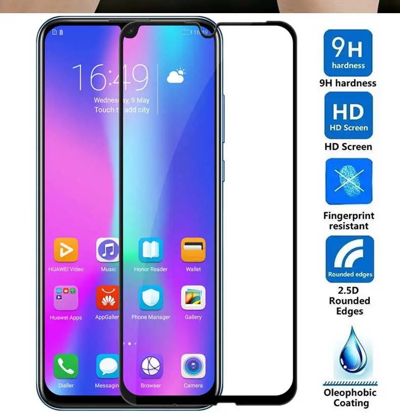 9D закаленное стекло на Huawei Honor 9 10 20 Lite 9i 10i 20i 8X 8A 8C 8S Защитная пленка для экрана