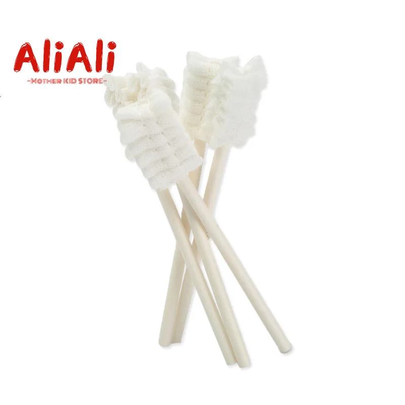 Baby Toothbrush Tongue Cleaner Infant Clean Disposable Gauze Oral Cleaning Stick 30PCS | Мать и ребенок
