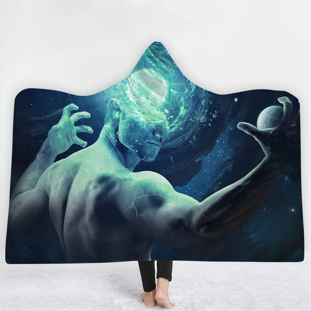 Одеяло с капюшоном Cosmic Galaxy, утепленный плащ из микрофибры, волшебная Сиеста, семейная одежда, одеяло для детей, Прямая поставка