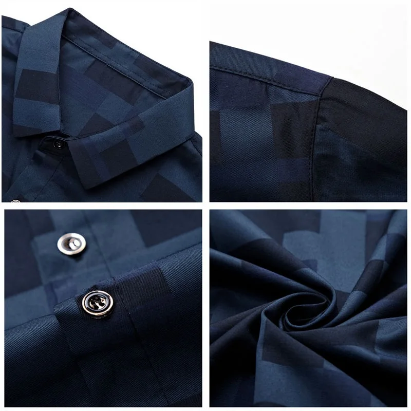 

Business Shirt Men Brand Clothing Short Sleeve Mens Dress Shirts Summer Casual Slim Fit Plaid Non Iron Formal Cotton Male Shirts